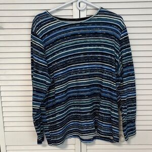 Croft & Barrow Blue and Gray Classic Long Sleeved Tee 1X